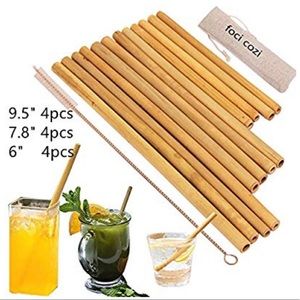 Organic Bamboo Drinking Straws *Set of 12/ 3 sizes